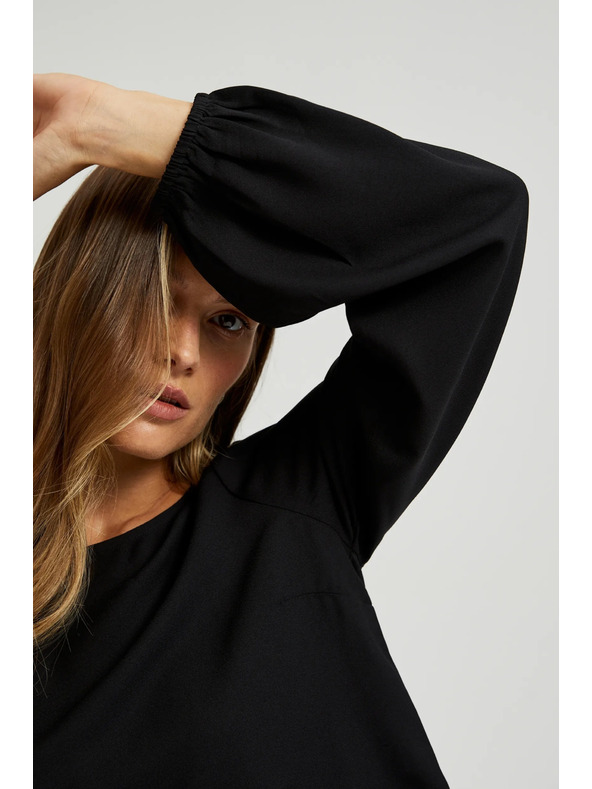 Moodo Crna košulja s čipkom i napuhnutim rukavima Moodo