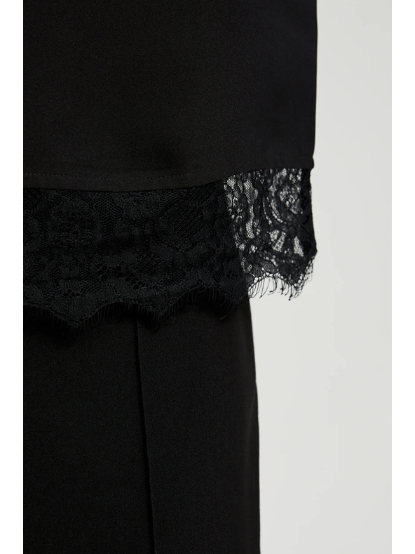 Moodo Crna košulja s čipkom i napuhnutim rukavima Moodo