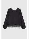 Moodo Crna košulja s čipkom i napuhnutim rukavima Moodo