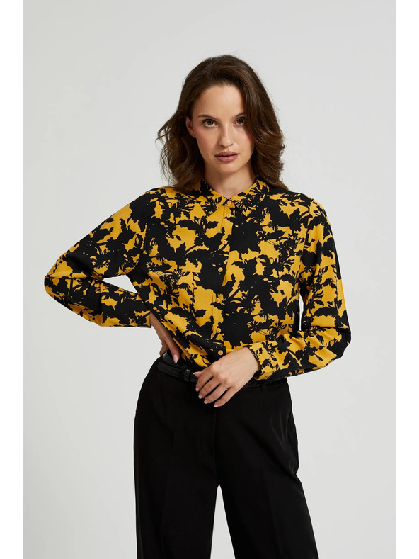 Moodo Viskozna košulja sa printom i ovratnikom žuta Moodo