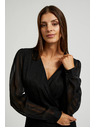 Moodo Elegantna crna košulja s V-izrezom Moodo