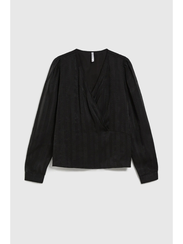 Moodo Elegantna crna košulja s V-izrezom Moodo