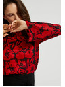 Moodo Crna košulja Moodo s cvjetnim uzorkom i širokim rukavima