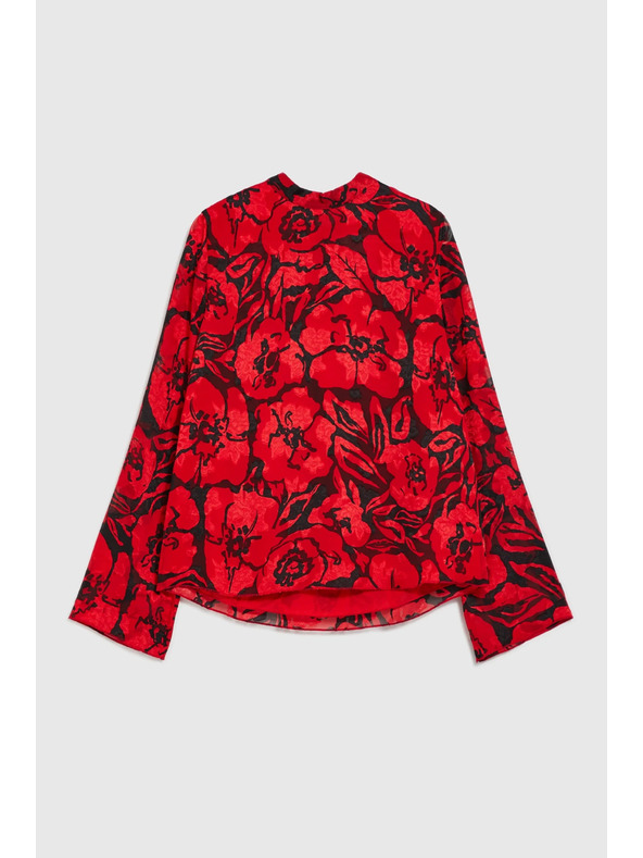 Moodo Crna košulja Moodo s cvjetnim uzorkom i širokim rukavima