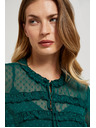 Moodo Zelena košulja s volanima i vezom na izrezu Moodo