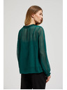Moodo Zelena košulja s volanima i vezom na izrezu Moodo