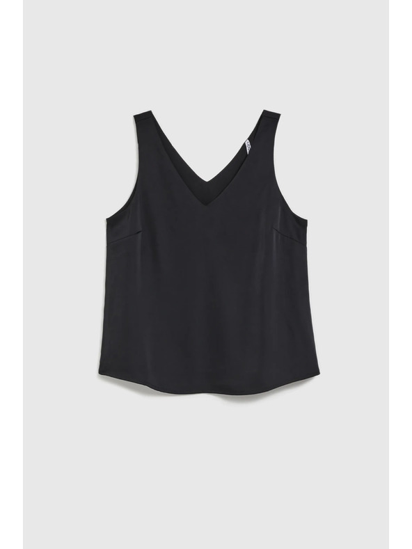 Moodo Glatka košulja s V-izrezom crna Moodo