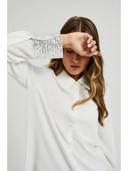 Moodo Bijela košulja s šljokicama na manžetama Moodo