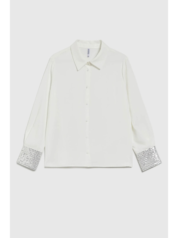 Moodo Bijela košulja s šljokicama na manžetama Moodo