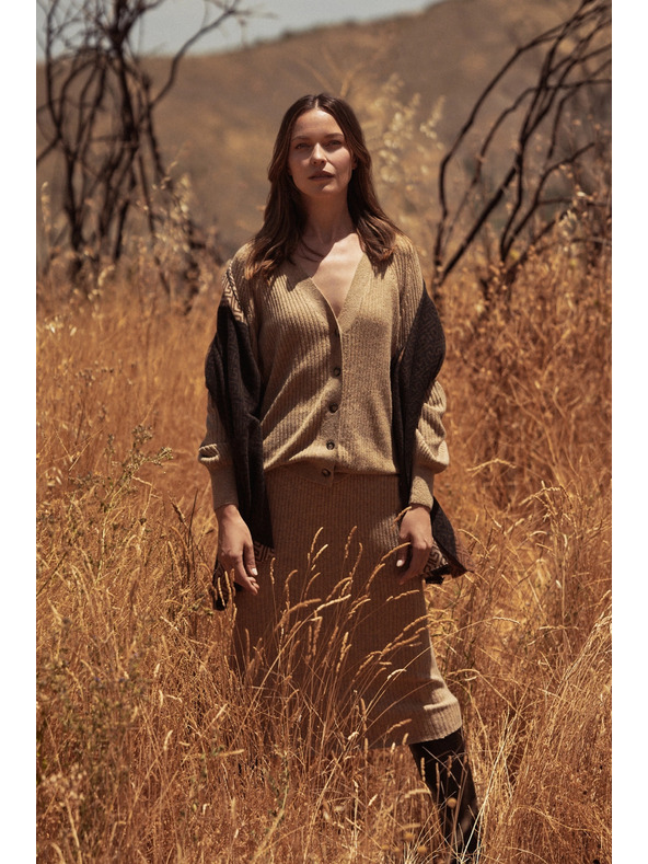 Moodo Pletena midi suknja bež Moodo