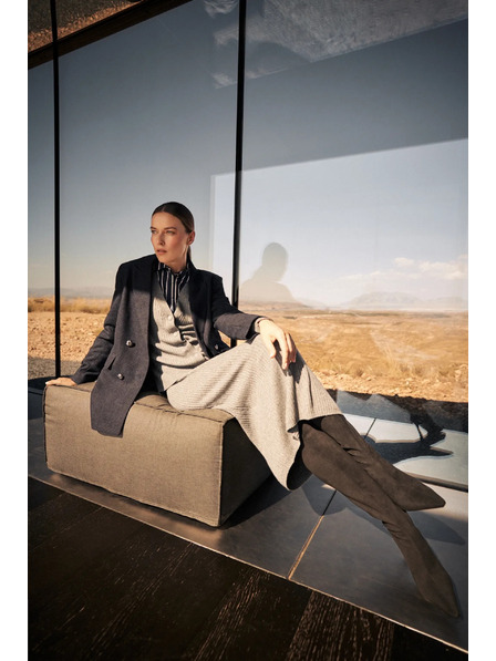 Moodo Pletena midi suknja siva Moodo