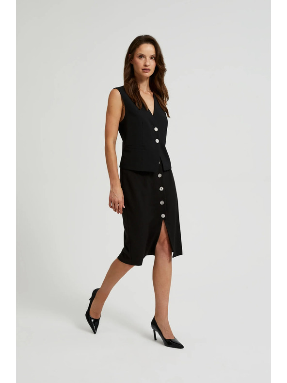 Moodo Pencil suknja s dekorativnim gumbima crna Moodo