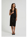 Moodo Pencil suknja s dekorativnim gumbima crna Moodo