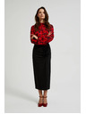 Moodo Crna suknja s dekorativnom ružom i prorezom Moodo