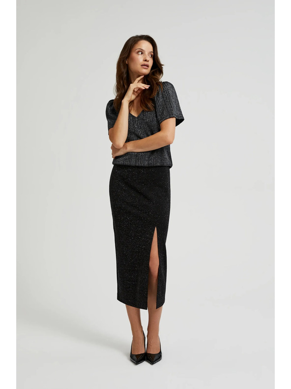 Moodo Midi suknja s prorezom crna Moodo