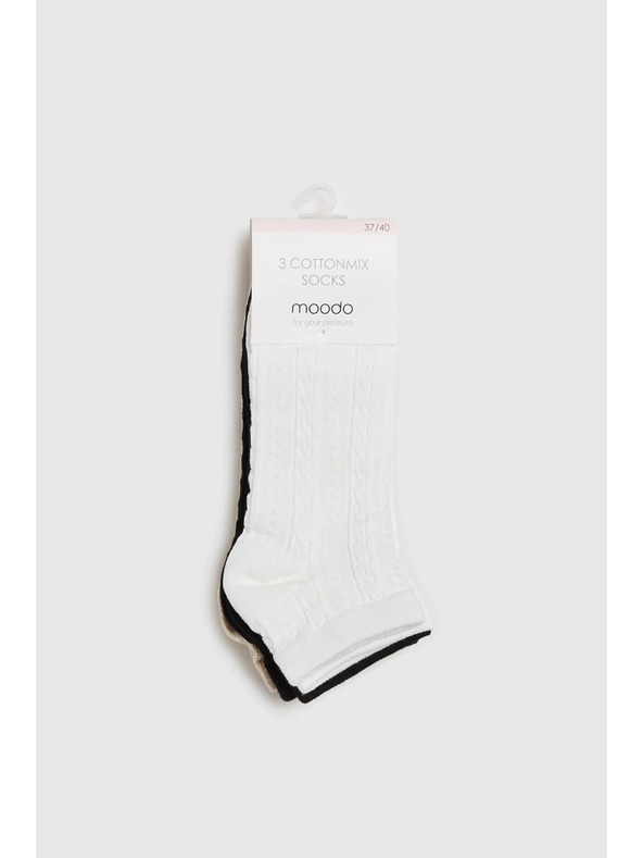 Moodo 3 para čarapa crna bijela bež Moodo