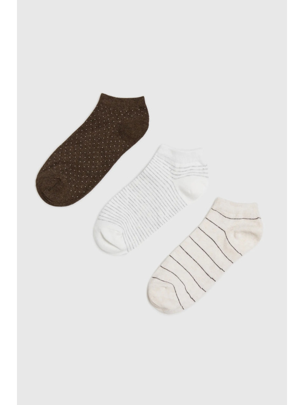 Moodo 3 para čarapa smeđa bež prugasta Moodo