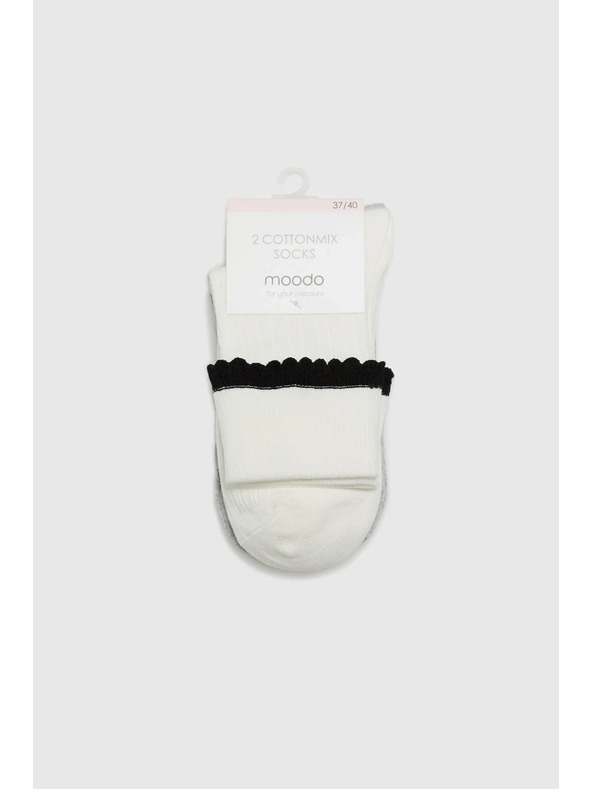 Moodo 2 para dugih čarapa siva bijela Moodo