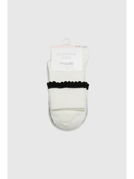 Moodo 2 para dugih čarapa siva bijela Moodo