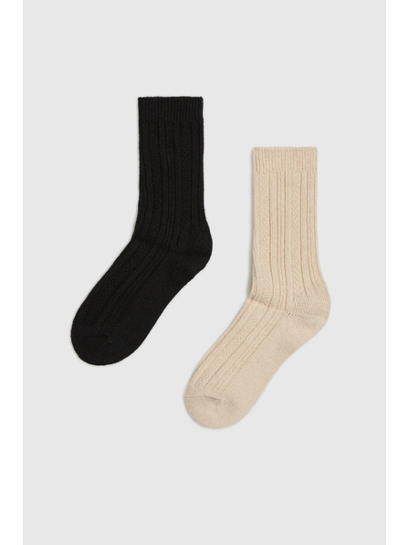 Moodo 2 para dugih čarapa crna bež Moodo