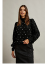 Moodo Crni džemper ukrašen perlicama Moodo
