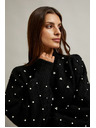 Moodo Crni džemper ukrašen perlicama Moodo