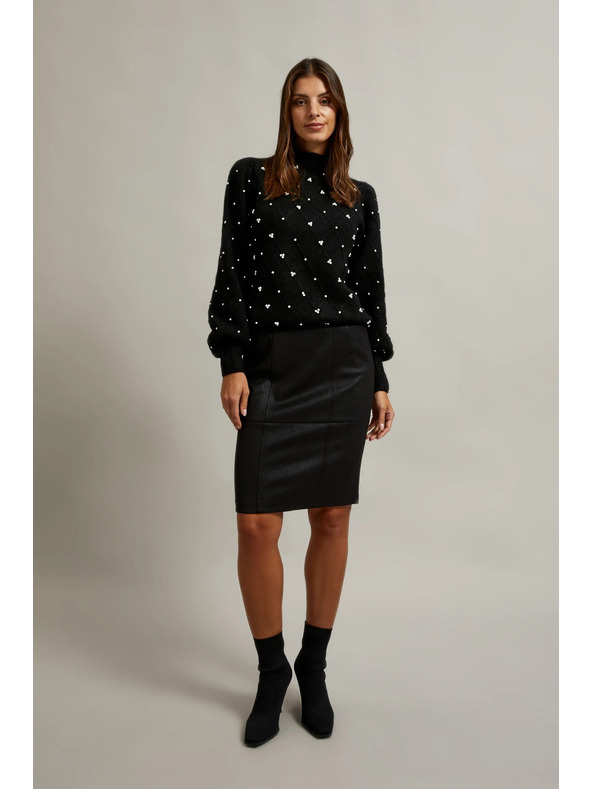 Moodo Crni džemper ukrašen perlicama Moodo