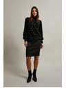 Moodo Crni džemper ukrašen perlicama Moodo