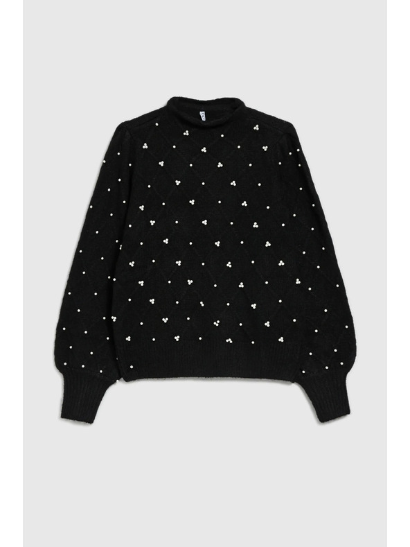 Moodo Crni džemper ukrašen perlicama Moodo