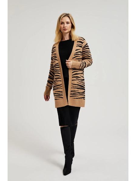Moodo Bež kardigan dugih rukava sa životinjskim uzorkom Moodo
