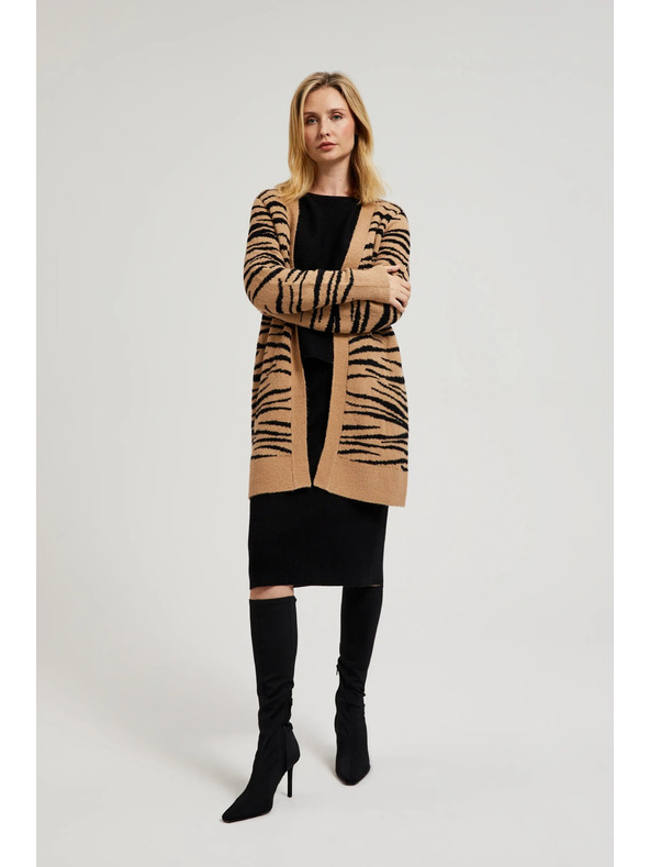 Moodo Bež kardigan dugih rukava sa životinjskim uzorkom Moodo