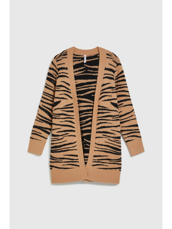 Moodo Bež kardigan dugih rukava sa životinjskim uzorkom Moodo