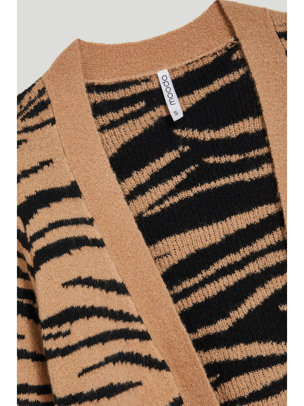 Moodo Bež kardigan dugih rukava sa životinjskim uzorkom Moodo