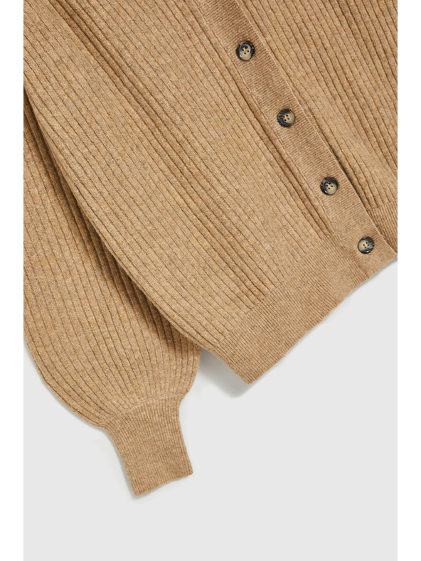 Moodo Bež kardigan s gumbima i napuhnutim rukavima Moodo