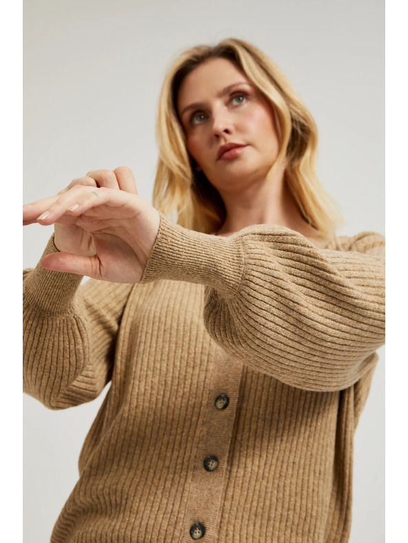 Moodo Bež kardigan s gumbima i napuhnutim rukavima Moodo
