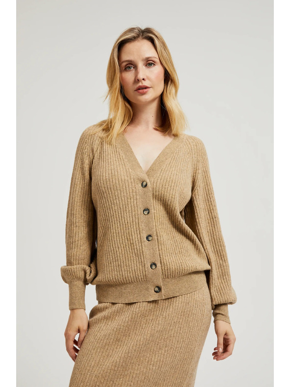 Moodo Bež kardigan s gumbima i napuhnutim rukavima Moodo
