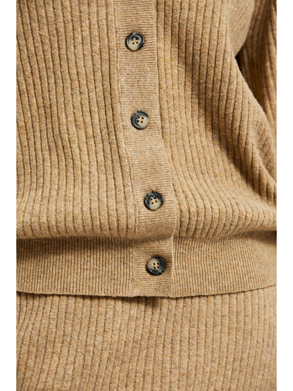Moodo Bež kardigan s gumbima i napuhnutim rukavima Moodo