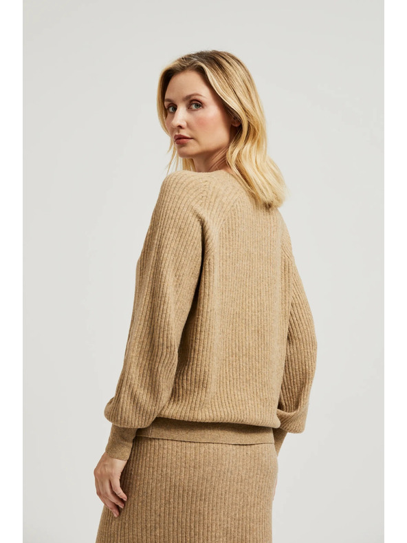 Moodo Bež kardigan s gumbima i napuhnutim rukavima Moodo