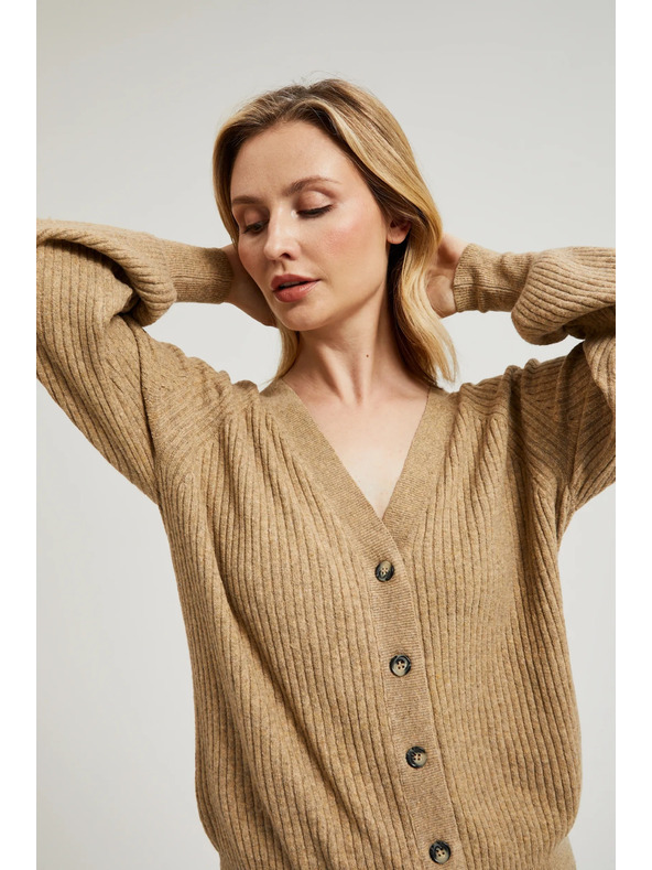 Moodo Bež kardigan s gumbima i napuhnutim rukavima Moodo