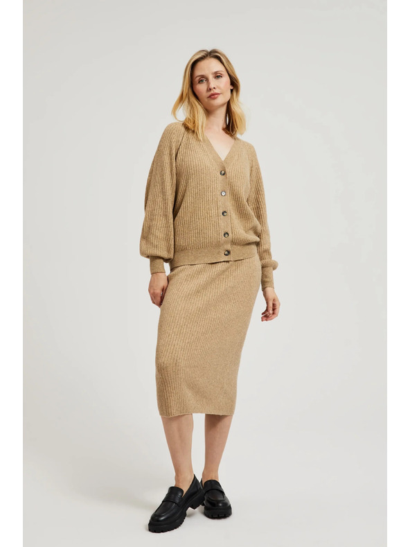 Moodo Bež kardigan s gumbima i napuhnutim rukavima Moodo