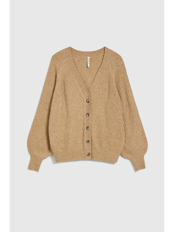 Moodo Bež kardigan s gumbima i napuhnutim rukavima Moodo