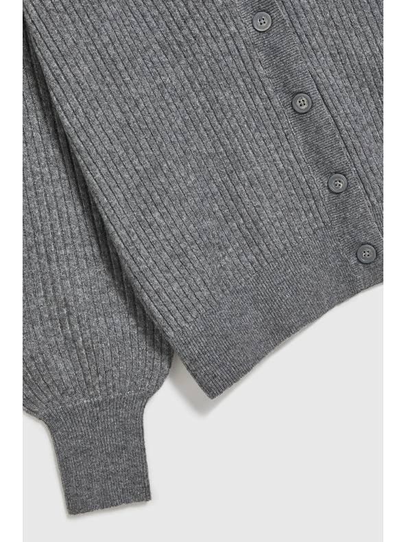 Moodo Sivi kardigan s gumbima i napuhnutim rukavima Moodo