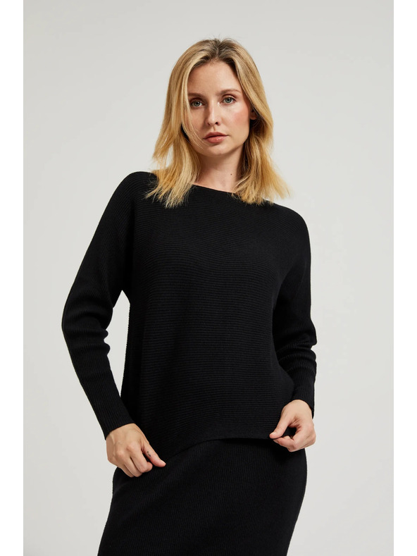 Moodo Crni džemper- šišmiš kroj Moodo