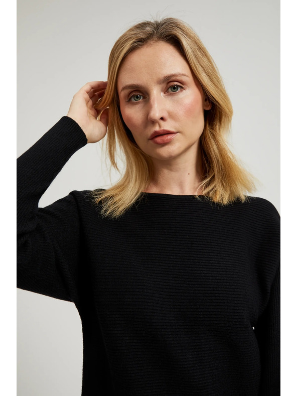 Moodo Crni džemper- šišmiš kroj Moodo