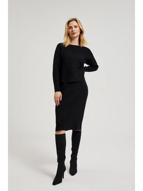 Moodo Crni džemper- šišmiš kroj Moodo