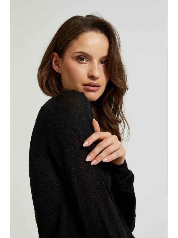 Moodo Džemper dugih rukava ukrašen metalnom niti crne boje Moodo