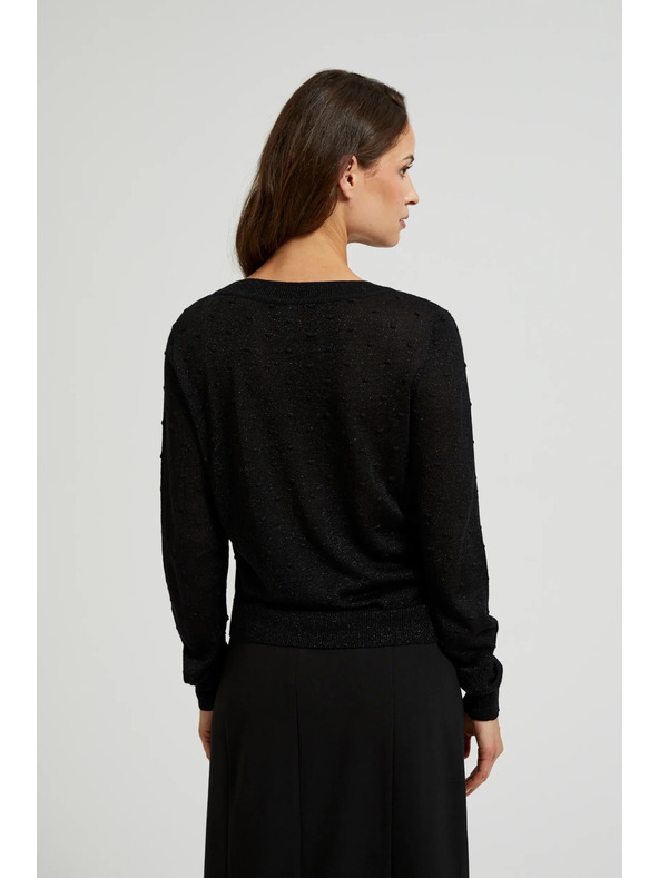 Moodo Džemper dugih rukava ukrašen metalnom niti crne boje Moodo