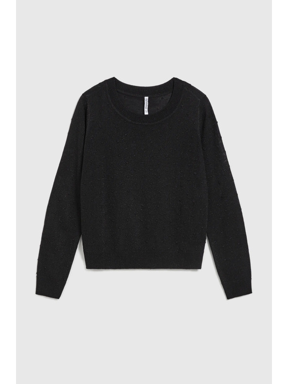 Moodo Džemper dugih rukava ukrašen metalnom niti crne boje Moodo