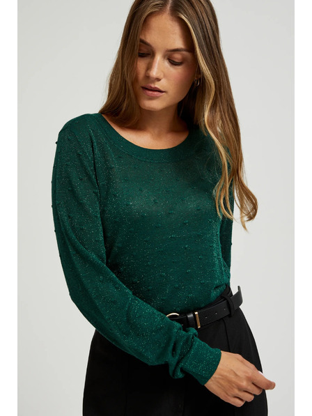 Moodo Džemper dugih rukava ukrašen metalnom niti zelene boje Moodo