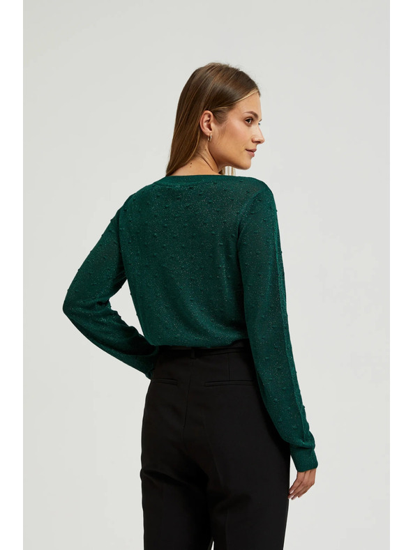 Moodo Džemper dugih rukava ukrašen metalnom niti zelene boje Moodo